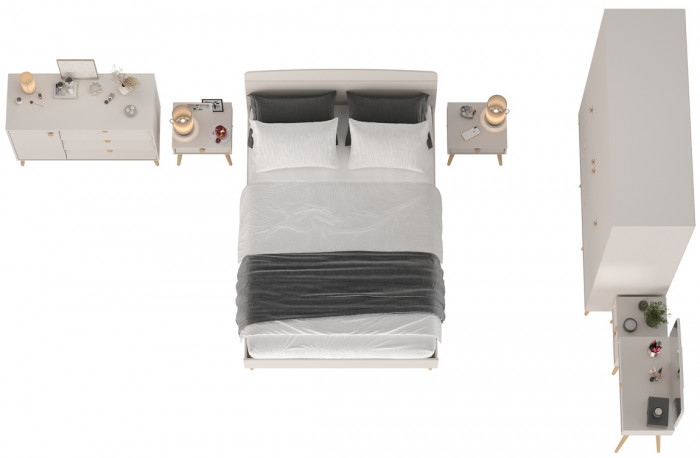 Афина Спальня 02-1400, цвет кашемир серый, сп.м. 1400х2000 мм., б/м, основание есть - фанера