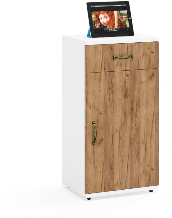 Лидер-8 Тумба МД 3.15 3 шт., цвет белый шагрень/крафт золото, ШхГхВ 120х30х75 см., универсальная сборка