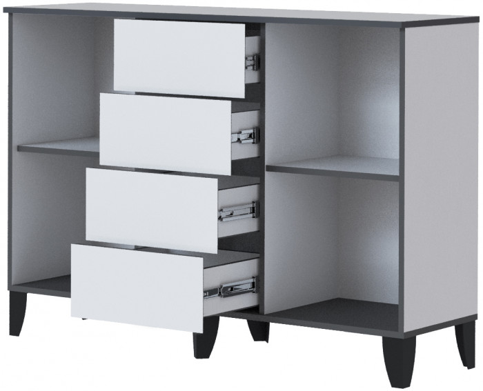 Модульная Гостиная Амара, композиция 2, Белый/Графит серый