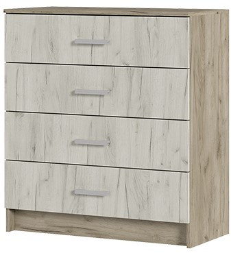 ГАРМОНИЯ КМ 601 комод 4 ящика (0,85х0,934х0,408) дуб крафт белый/дуб крафт серый