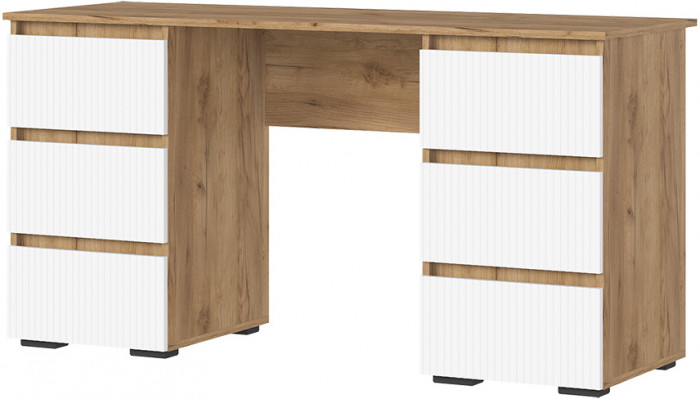 Хелен ПС 02 Письменный стол (1,420х0,730х0,500) МДФ белый супермат/дуб крафт золото