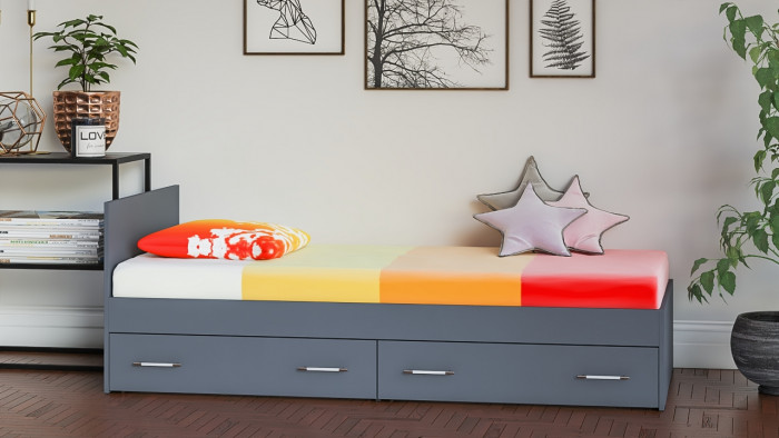 Мори Кровать с ящиками 0900, графит