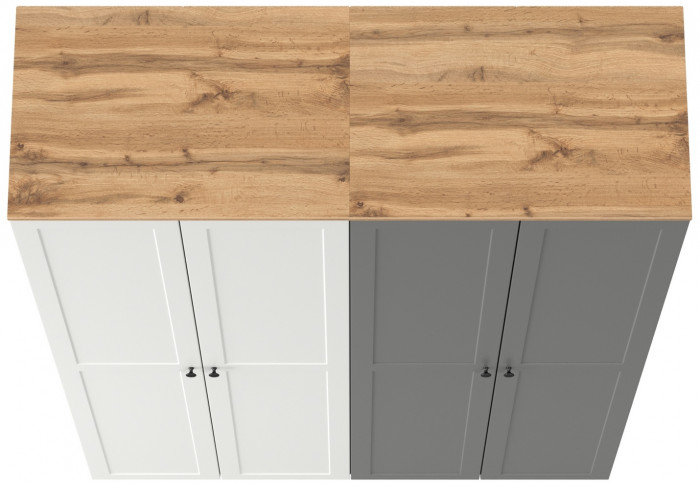 Остин 13.224 Шкаф 2 шт., цвет белый шагрень/серый графит/дуб крафт золотой, ШхГхВ 160х54,3х229,6 см., универсальная сборка