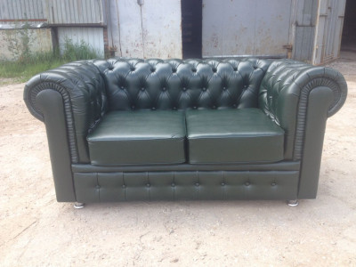 Диван офисный нераскладной Честер 2-х местный, экокожа черный