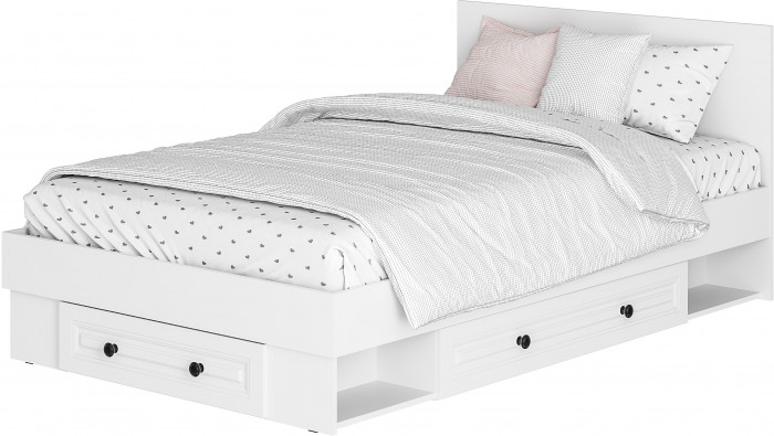 Кровать с реечным настилом и ящиками Софт КР-06 (1,2), Белый
