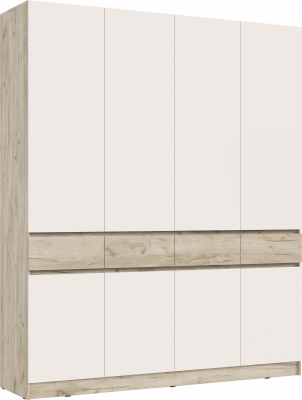 Шкаф 4-х створчатый, Крафт серый/Кашемир