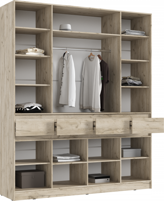 Шкаф 4-х створчатый, Крафт серый/Кашемир