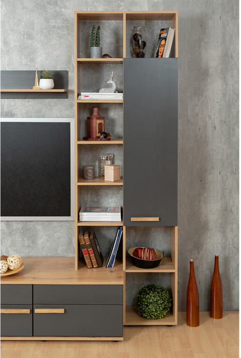 Шкаф МЦН Кровн 11, Графит, Дуб золотистый