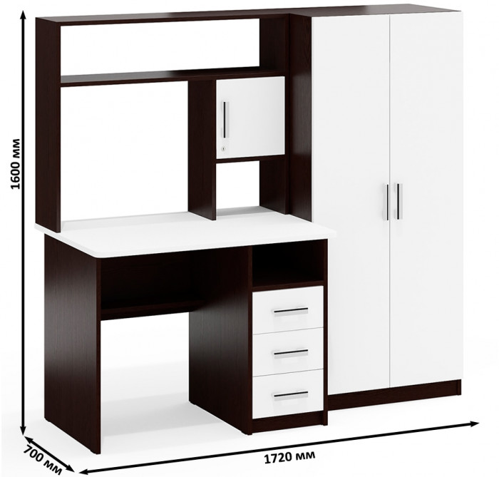 компьютерный стол С-МД-СК9+Шкаф С-МД-СК9Ш, венге/белый шагрень