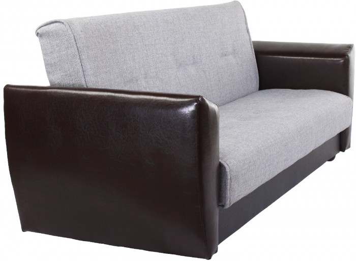 Диван-кровать Амстердам, 120х190, книжка, пружинный блок, рогожка/экокожа, серый