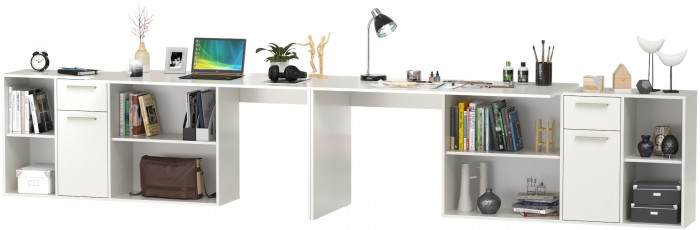 Лайт письменный стол 03.245F + 03.245F, белый шагрень