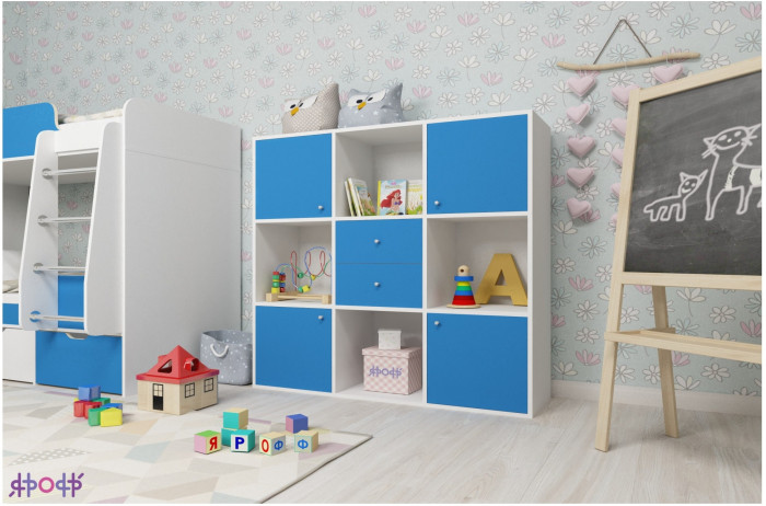 Стеллаж Джери (Венге/Голубой)