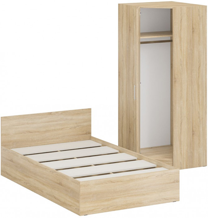 Кровать 1200 + угловой шкаф Стандарт, дуб сонома