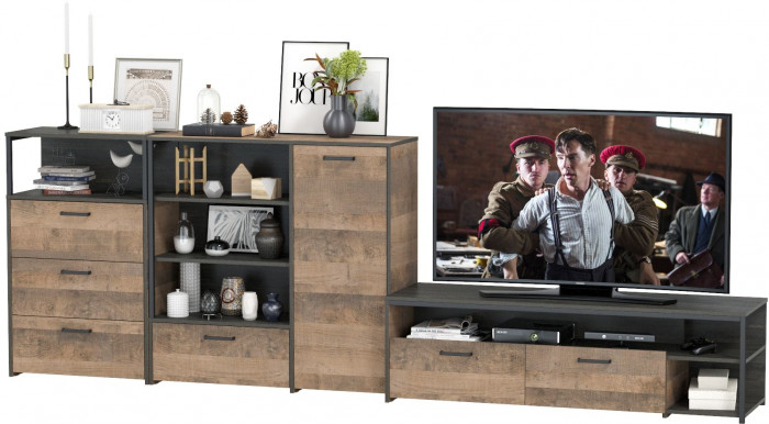 Трувор Гостиная 011, дуб гранж песочный/интра