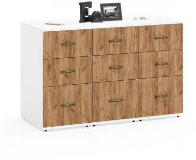 Лидер-8 Тумба МД 3.16 3 шт., белый шагрень/крафт золото