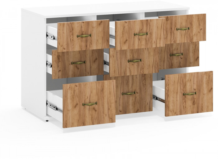 Лидер-8 Тумба МД 3.16 3 шт., белый шагрень/крафт золото