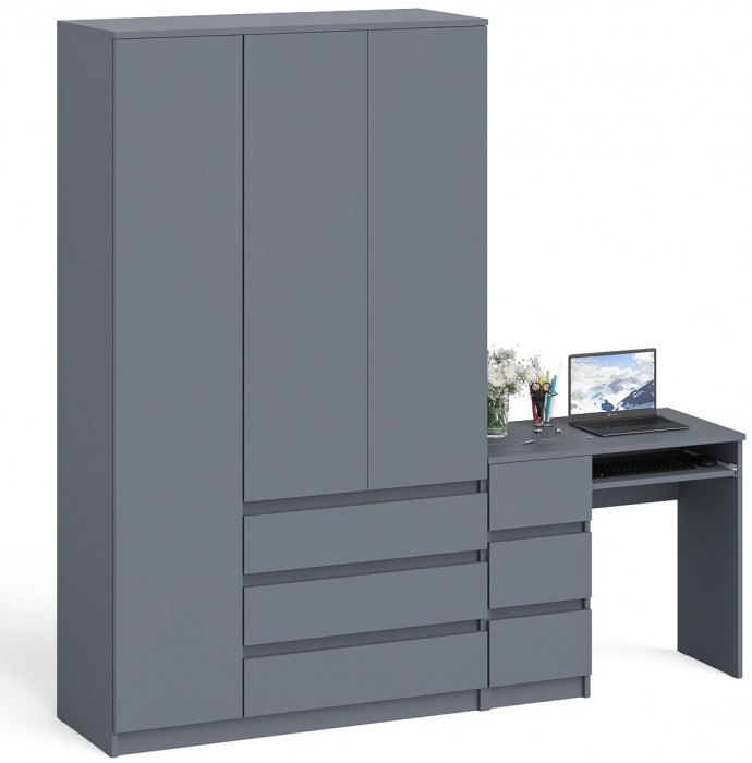 Мори компьютерный стол МС-6 левый + Шкаф МШ1200.1, графит