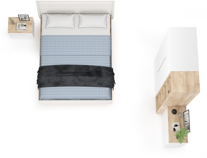 Муссон Спальня № 04, белый/дуб эндгрейн элегантный/искусственная кожа белая