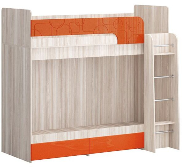 Двухъярусная кровать Бемби МДФ NEW, ясень (Роза, Ясень шимо светлый)