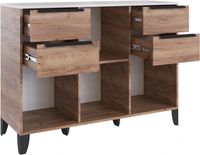 Малави Комод МК дуб крафт табачный/белый глянец