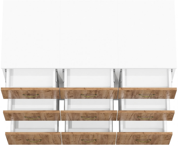 Лидер-8 Тумба МД 3.16 3 шт., цвет белый шагрень/крафт золото, ШхГхВ 120х50х75 см., универсальная сборка