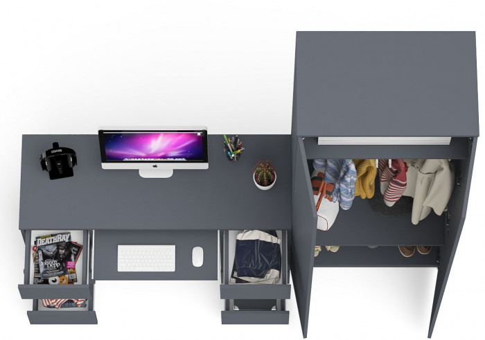 Мори компьютерный стол МС-2 + Шкаф МШ800.1, графит