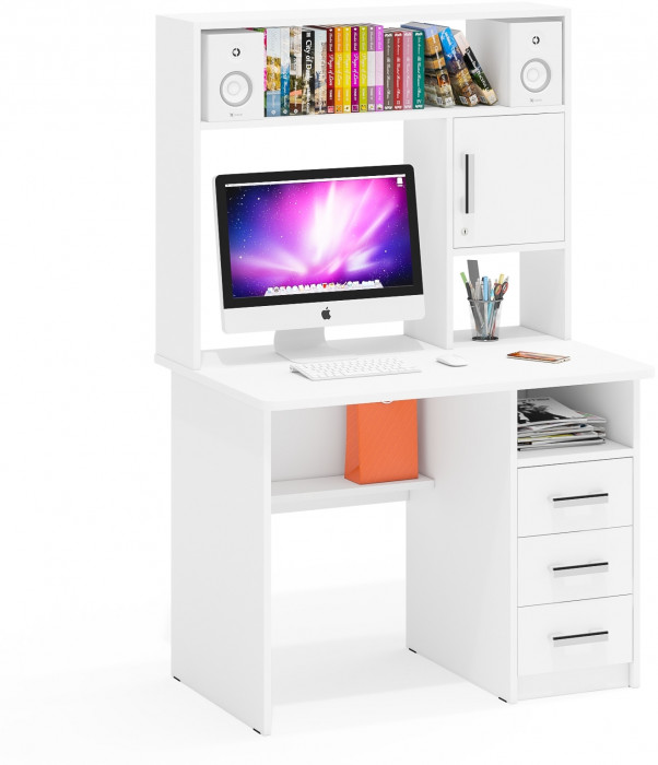 компьютерный стол С-МД-СК9, белый шагрень