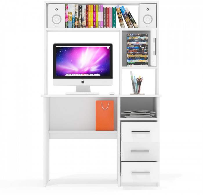 компьютерный стол С-МД-СК9, белый шагрень