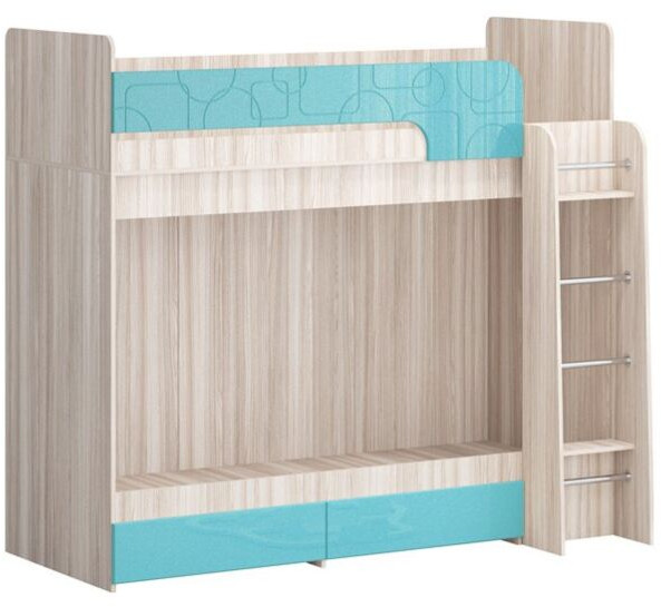 Двухъярусная кровать Бемби МДФ NEW, ясень (Обриета, Ясень шимо светлый)
