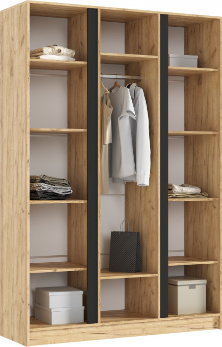 Келвин Шкаф 3-х створчатый 1500, Дуб крафт/Изумрудный