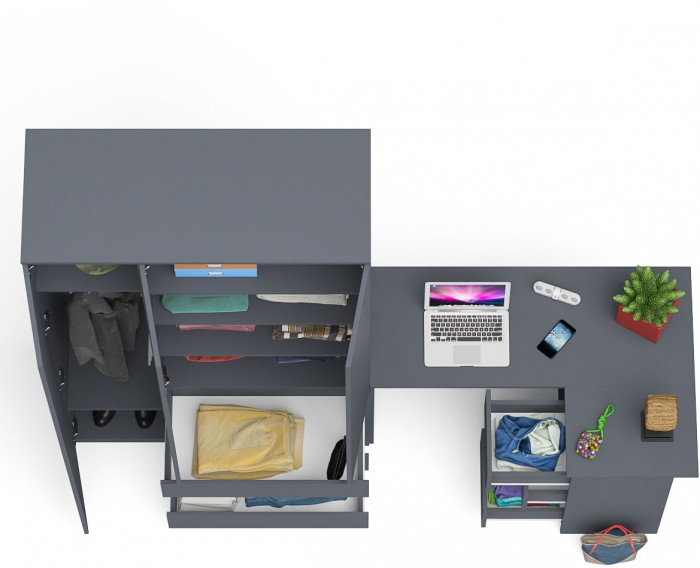 Мори компьютерный стол МС-16 правый + Шкаф МШ1200.1, графит