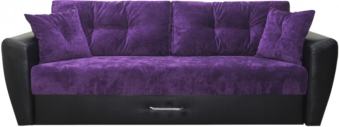 Диван-еврокнижка Амстердам Люкс, 160х195 пружинный блок, велюр/экокожа, фиолетово-черный