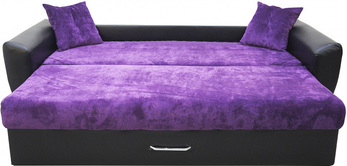 Диван-еврокнижка Амстердам Люкс, 160х195 пружинный блок, велюр/экокожа, фиолетово-черный