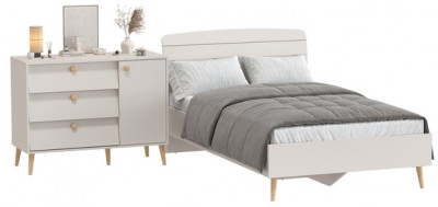 Афина Спальня Кровать 1200 + Комод, кашемир серый
