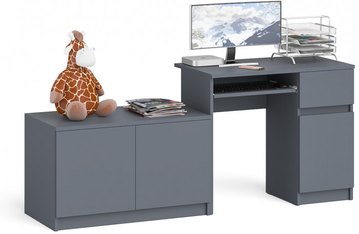 Мори компьютерный стол МС-1 правый + Тумба МА900.1, графит