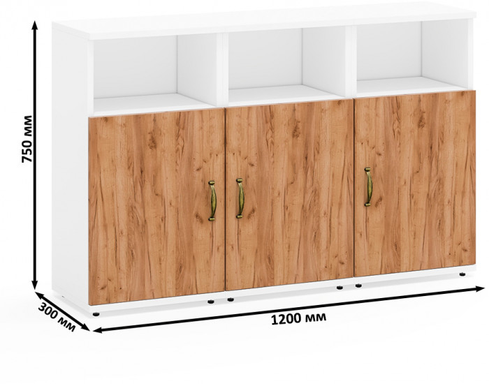 Лидер-8 Тумба МД 3.19 3 шт., белый шагрень/крафт золото