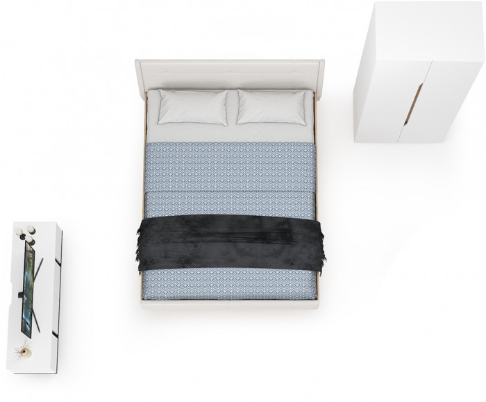 Муссон Спальня № 08, белый/дуб эндгрейн элегантный/искусственная кожа белая