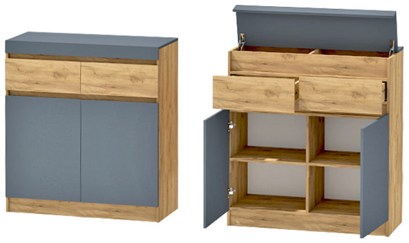 Модульная Прихожая Иннэс-10, набор 3, Дуб крафт золотой/Графит