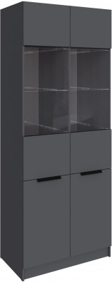 Шкаф Мадрид (0,9) с 2 витринами, Графит серый