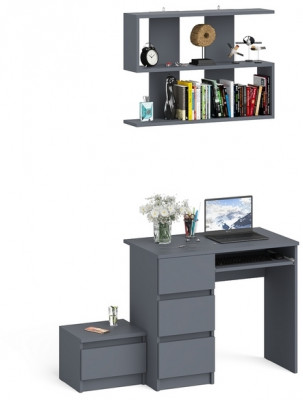 Мори Стол компьютерный МС-6 левый + Тумба ТМП400.1 + Полка 900, цвет графит, ШхГхВ 130,4х50х209,6 см., НЕ универсальная сборка