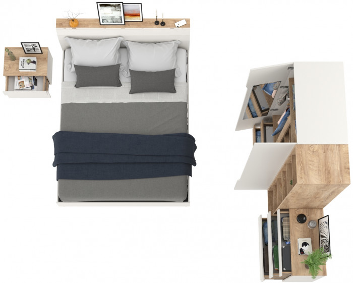 Муссон Спальня № 14, белый/дуб эндгрейн элегантный