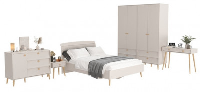 Афина Спальня 38-1400, цвет кашемир серый, сп.м. 1400х2000 мм., б/м, основание есть - фанера