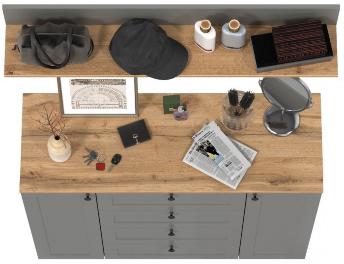 Остин Прихожая 72, цвет серый графит/дуб крафт золотой, ШхГхВ 120х41,9х160 см.