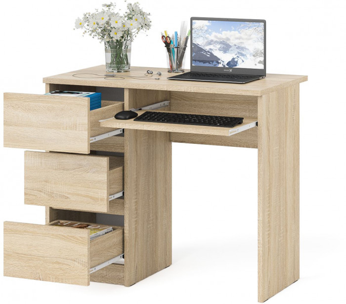 Мори компьютерный стол МС-6 левый, дуб сонома