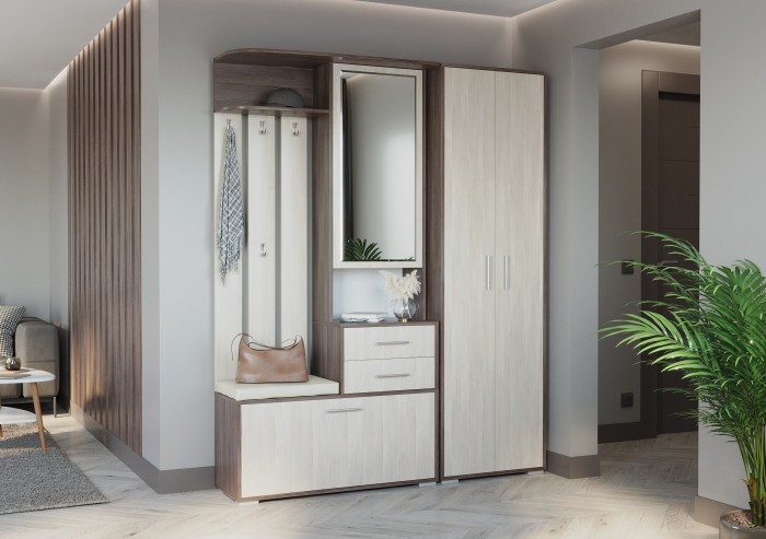 Прихожая 2-3430+2-3431бод.тем/св Домино - Комплект для прихожей, бодега тёмный/бодега светлый