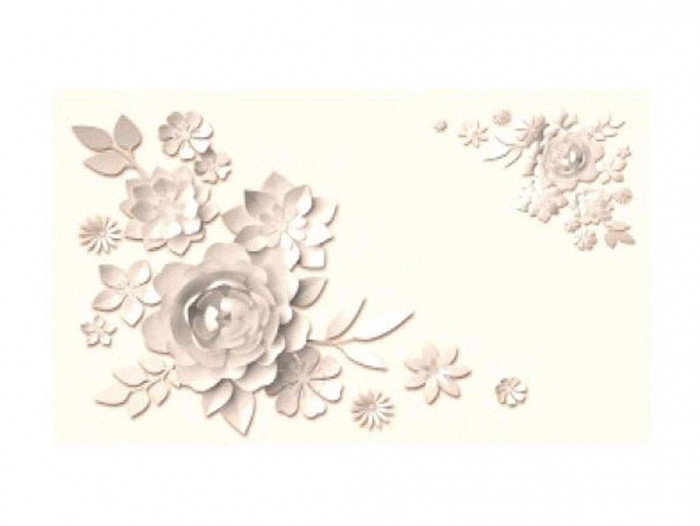 Симпл фотопечать стол обеденный раскладной / кофейные цветы/дуб молочный/белый