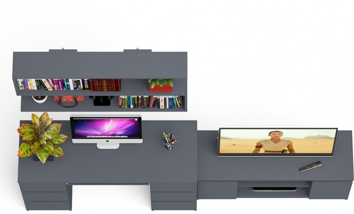 Мори компьютерный стол МС-2 + Тумба МТВ1200.1 + Полка 1200, графит