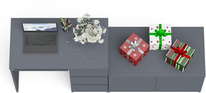 Мори компьютерный стол МС-6 правый + Тумба МА900.1, графит