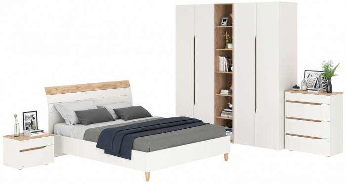Муссон Спальня № 15, белый/дуб эндгрейн элегантный