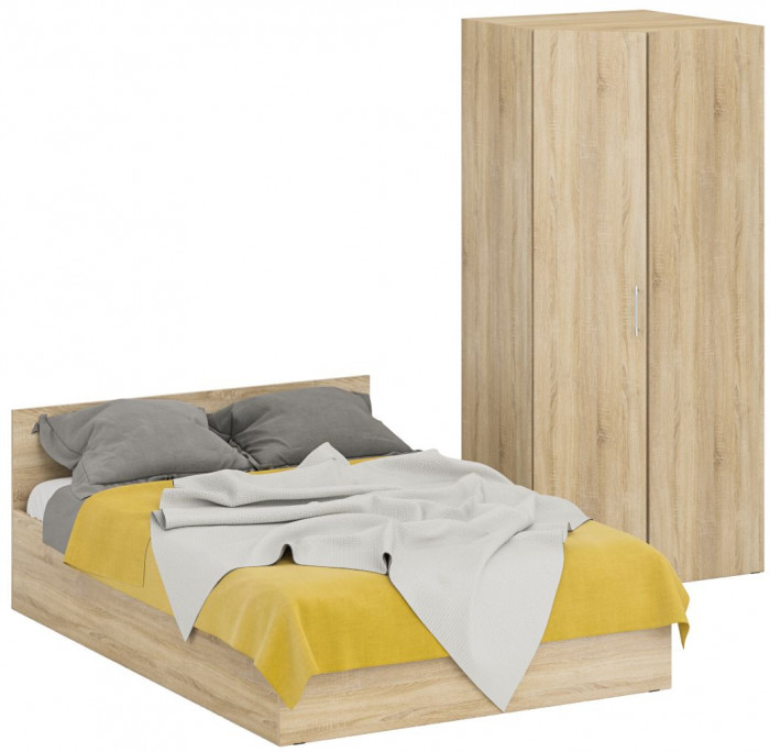 Кровать 1400 + угловой шкаф Стандарт, дуб сонома